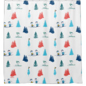 Rideaux De Douche cacahuètes | Ski d'hiver Motif des pistes (Devant)