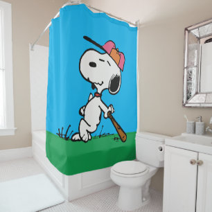 Rideaux De Douche cacahuètes Snoopy at Bat
