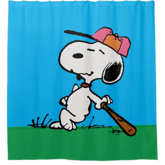 Rideaux De Douche cacahuètes | Snoopy at Bat (Devant)