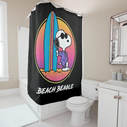 Rideaux De Douche cacahuètes | Snoopy Beach Beagle (En situation)