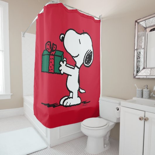 Rideaux De Douche cacahuètes | Snoopy Christmas Gift Giver (En situation)