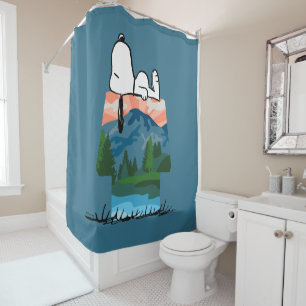 Rideaux De Douche cacahuètes Snoopy Dog Sunset View