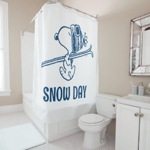 Rideaux De Douche cacahuètes   Snoopy Ski Trip