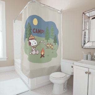 Rideaux De Douche cacahuètes Snoopy & Woodstock au feu de camp