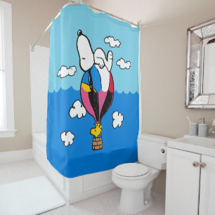 Rideaux De Douche cacahuètes   Snoopy & Woodstock Hot Air Balloon