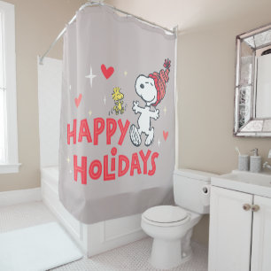 Rideaux De Douche cacahuètes   Snoopy & Woodstock Joyeuses Fêtes