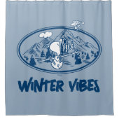 Rideaux De Douche cacahuètes | Snoopy & Woodstock Skiing (Devant)