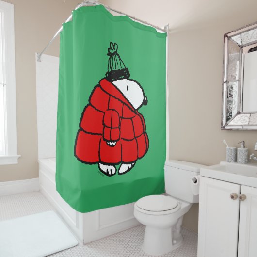 Rideaux De Douche cacahuètes | Veste Snoopy Red Puffer (En situation)