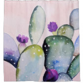 Rideaux De Douche Cactus à fleurs pourpres (Nopal) (Devant)