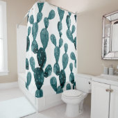 Rideaux De Douche Cactus à poires turquoises vertes (En situation)