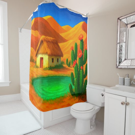 Rideaux De Douche Cactus Art (En situation)