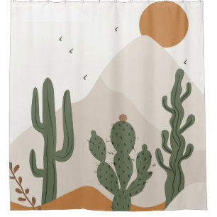 Rideaux De Douche Cactus boho minimaliste