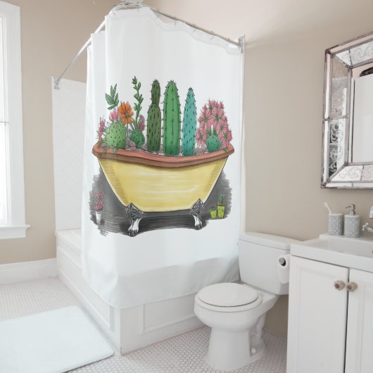 Rideaux De Douche Cactus colorés (En situation)
