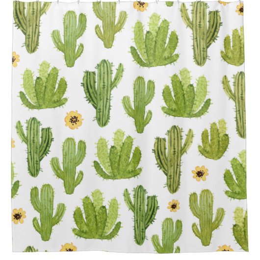 Rideaux De Douche Cactus du désert vert : Aquarelle transparente (Devant)