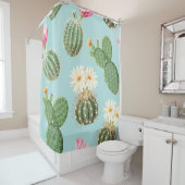 Rideaux De Douche Cactus, fleurs roses : décor clair (En situation)