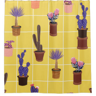Rideaux De Douche Cactus mignon été brillant dans de nombreuses sort