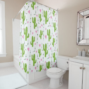 Rideaux De Douche Cactus mignons avec le coeur en vert