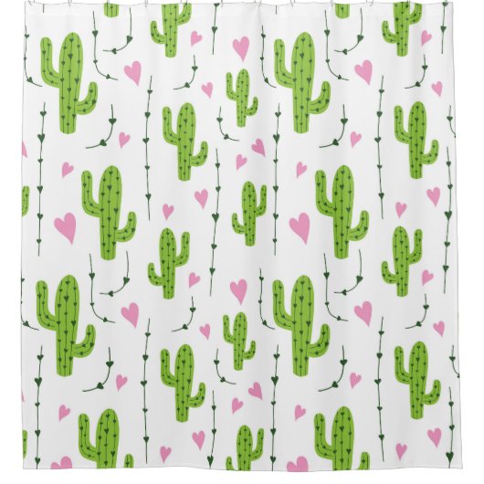 Rideaux De Douche Cactus mignons avec le coeur en vert (Devant)