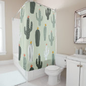 Rideaux De Douche Cactus mignons sans couture motif, arrière - plan  (En situation)