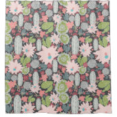 Rideaux De Douche Cactus Succulents Motif rose vert (Devant)