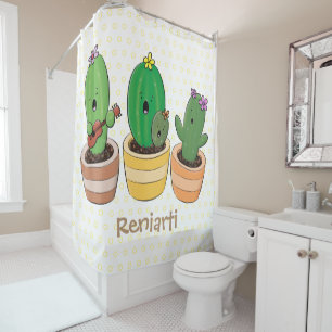 Rideaux De Douche Cactus trio chantante mignonne dessin animé