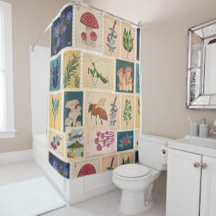 Rideaux De Douche Cadeau cool pour maman Vieux timbres Animaux Vinta