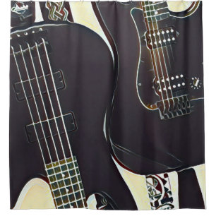 Rideaux De Douche cadeau d'anniversaire guitariste vintage