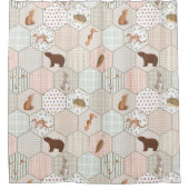 Rideaux De Douche Cadeau de Baby Shower Patchwork Animaux de la Forê (Devant)
