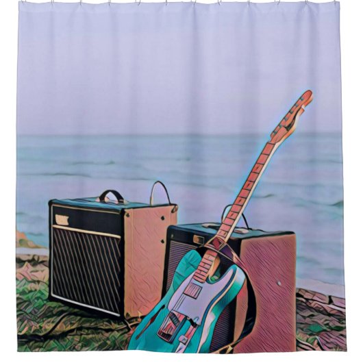 Rideaux De Douche Cadeau pour ami guitariste (Devant)
