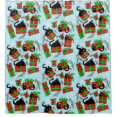 Rideaux De Douche Cadeaux de Noël de chat noir (Devant)