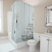 Rideaux De Douche Cadre en bois blanc (En situation)