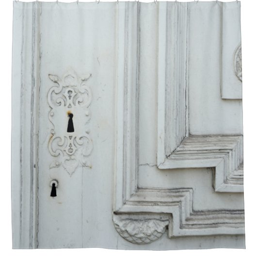 Rideaux De Douche Cadre en bois blanc (Devant)