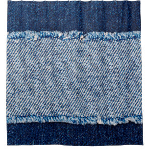 Rideaux De Douche Cadre en tissu jean bleu Denim. Dénim bleu fleur