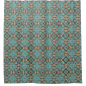 Rideaux De Douche Café Brown Turquoise Green Tribal Art (Devant)