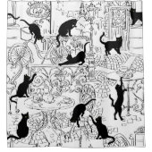 Rideaux De Douche Café Paris Chat Français Noir & Blanc (Devant)