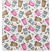 Rideaux De Douche Cafés, Haricots, Coeurs, Amateur De Café (Devant)