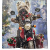 Rideaux De Douche Cairn Terrier Chien équitation Moto Noël (Devant)