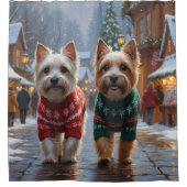 Rideaux De Douche Cairn Terrier Dogs Christmas Snow Holiday  (Devant)