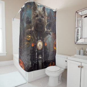 Rideaux De Douche Cairn Terrier équitation moto Halloween effrayant