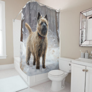 Rideaux De Douche Cairn Terrier Qu'Il Neige Noël