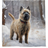 Rideaux De Douche Cairn Terrier Qu'Il Neige Noël (Devant)