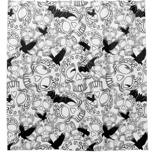 Rideaux De Douche Calaveras décoratives Halloween (Devant)