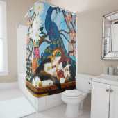 Rideaux De Douche Calico Cat Dragon Rouge (En situation)