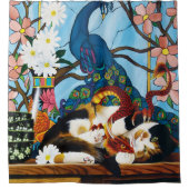 Rideaux De Douche Calico Cat Dragon Rouge (Devant)