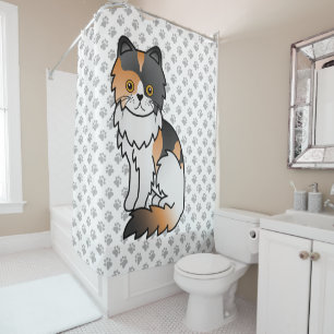 Rideaux De Douche Calico Persian Chaton de Dessin Animé Mignon & Pat