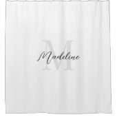 Rideaux De Douche Calligraphie de script minimal Monogramme noir bla (Devant)