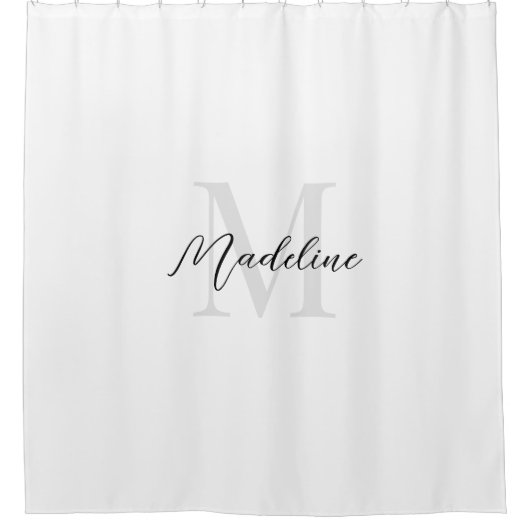Rideaux De Douche Calligraphie de script minimal Monogramme noir bla (Devant)