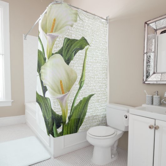 Rideaux De Douche Calligraphie de zantedeschia (En situation)