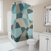 Rideaux De Douche Calques Roches du milieu du siècle Turquoises (En situation)