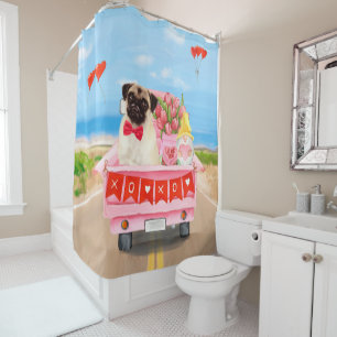 Rideaux De Douche Camion de la Saint-Valentin pour chien Carlin
